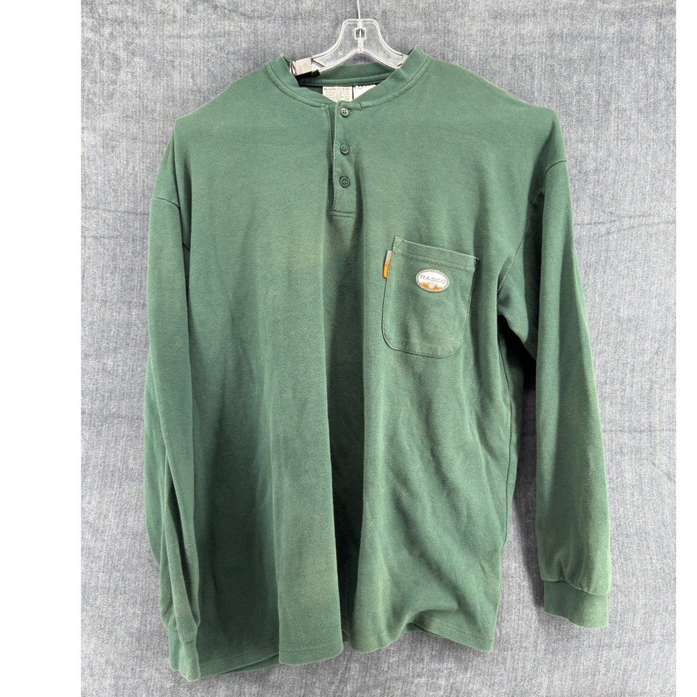 Rasco FR Henley T-Shirt Mens 4XL Green Cotton Relaxed Flame Resistant CAT2